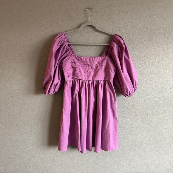 Abercrombie & Fitch Emerson Poplin Puff Sleeve Purple Mini Dress Medium - Picture 3 of 14
